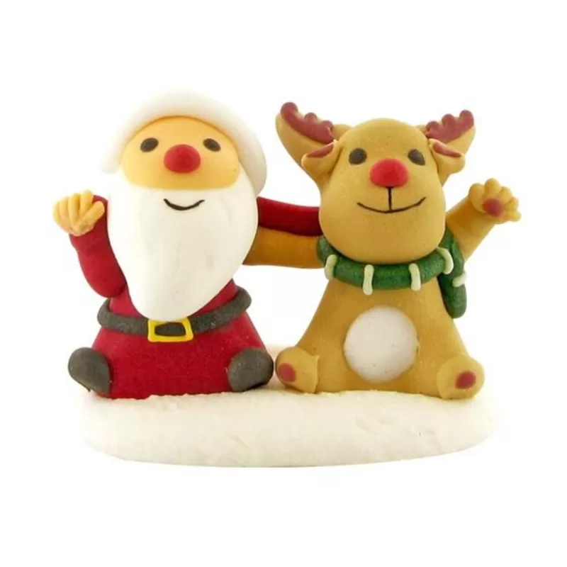 Cerf Dellier Decor Comestible Pere Noël Et Renne Assis New
