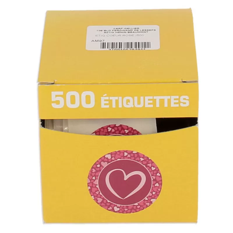 Cerf Dellier Etiquette Adhesive Rose Coeur (X500) Shop