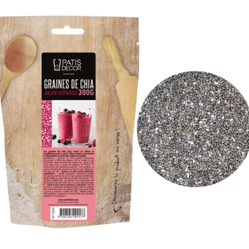 Cerf Dellier Graines De Chia Noir Decortiquees (Salvia Hispanica) Patisdecor 300 G Outlet