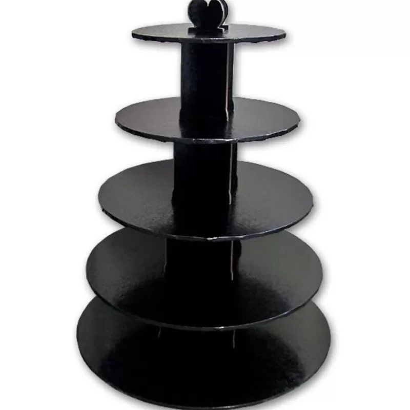 Cerf Dellier Grand Presentoir Cupcakes Noir Rond Cheap