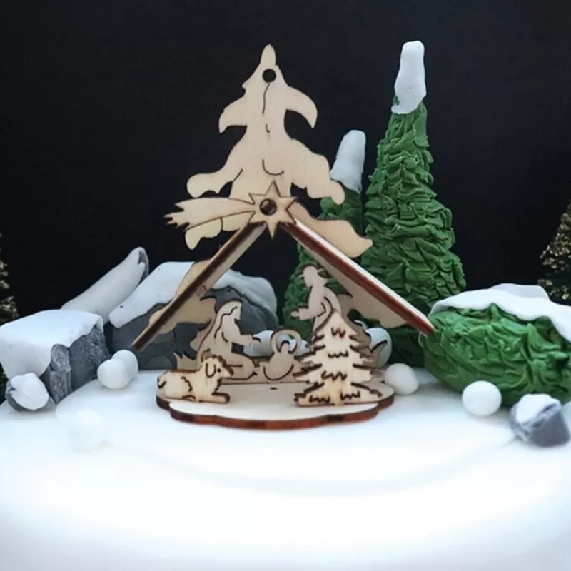 Cerf Dellier Kit Creche De Noël En Bois Sur Pique Hot