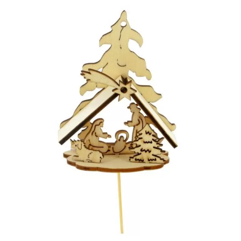 Cerf Dellier Kit Creche De Noël En Bois Sur Pique Hot