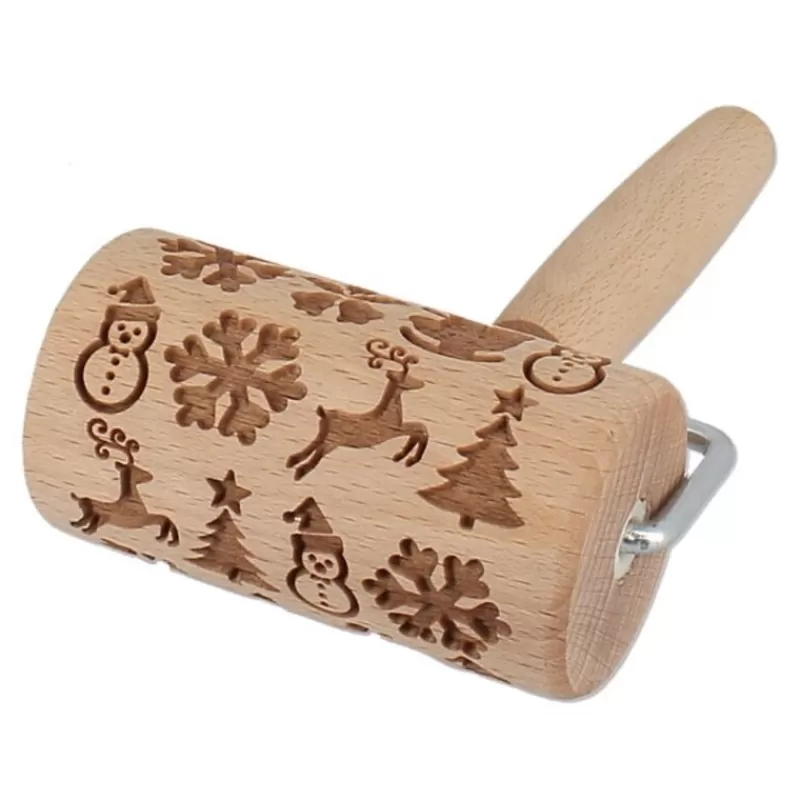 Cerf Dellier Mini Rouleau Empreintes En Bois Theme Noël