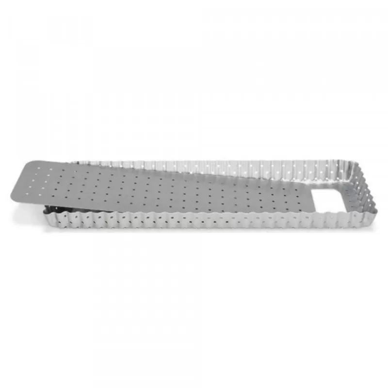 Cerf Dellier Moule A Tarte Rectangulaire Antiadhesif Perfore Avec Fond Amovible