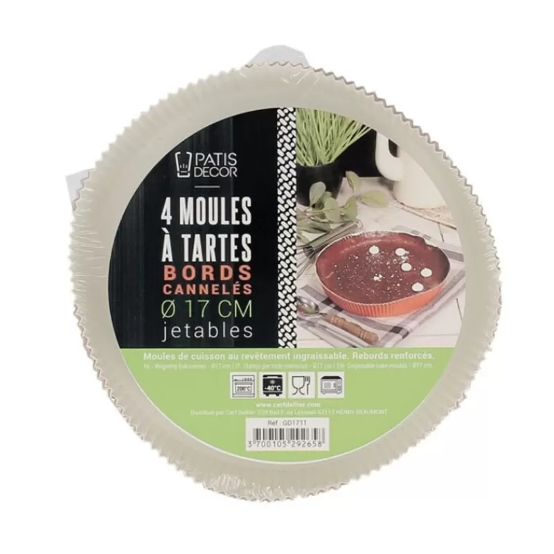 Cerf Dellier Moules À Tarte A Bords Canneles Jetables 17 Cm Patisdecor (X4)