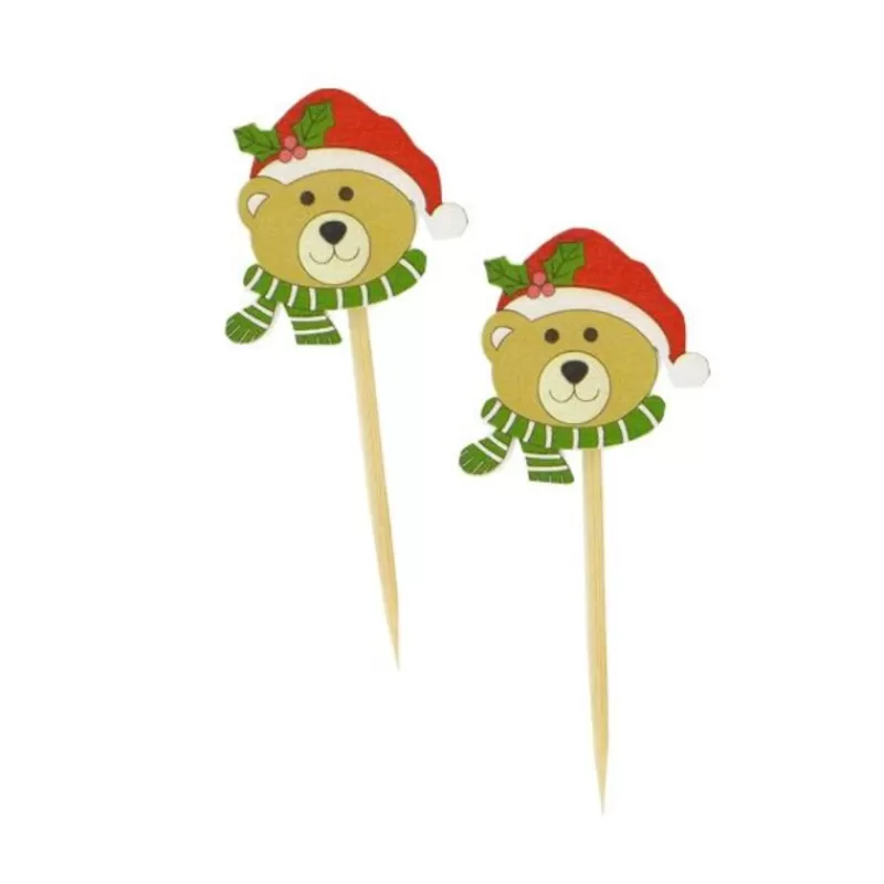 Cerf Dellier Ourson Avec Bonnet De Noël Sur Pique (X50) Cheap