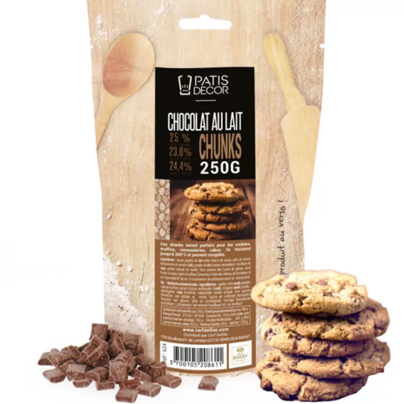 Cerf Dellier Pepites Chunks Chocolat Au Lait Barry 250 G - Patisdecor