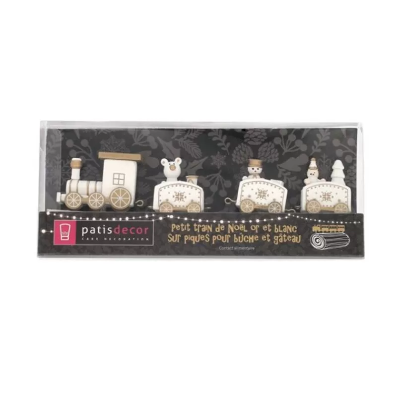 Cerf Dellier Petit Train De Noël Blanc Sur Pique Patisdecor Hot