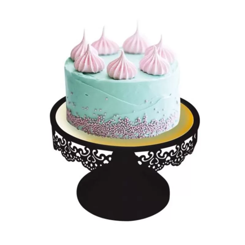 Cerf Dellier Presentoir Gateau Noir Broderie 18 Cm Shop