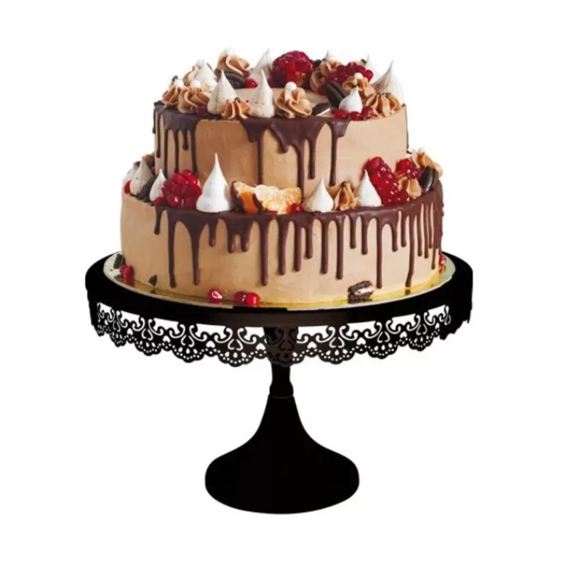 Cerf Dellier Presentoir Gateau Noir Broderie 30 Cm Flash Sale