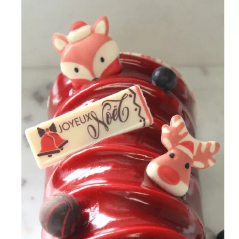 Cerf Dellier Rectangles Joyeuses Noël Rouge Assortis Chocolat Blanc (X80) Hot