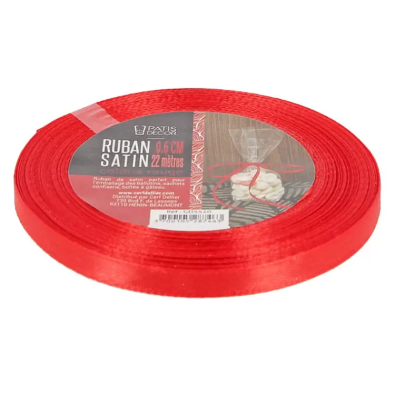 Cerf Dellier Ruban Rouge Satin (22 M) Patisdecor Clearance