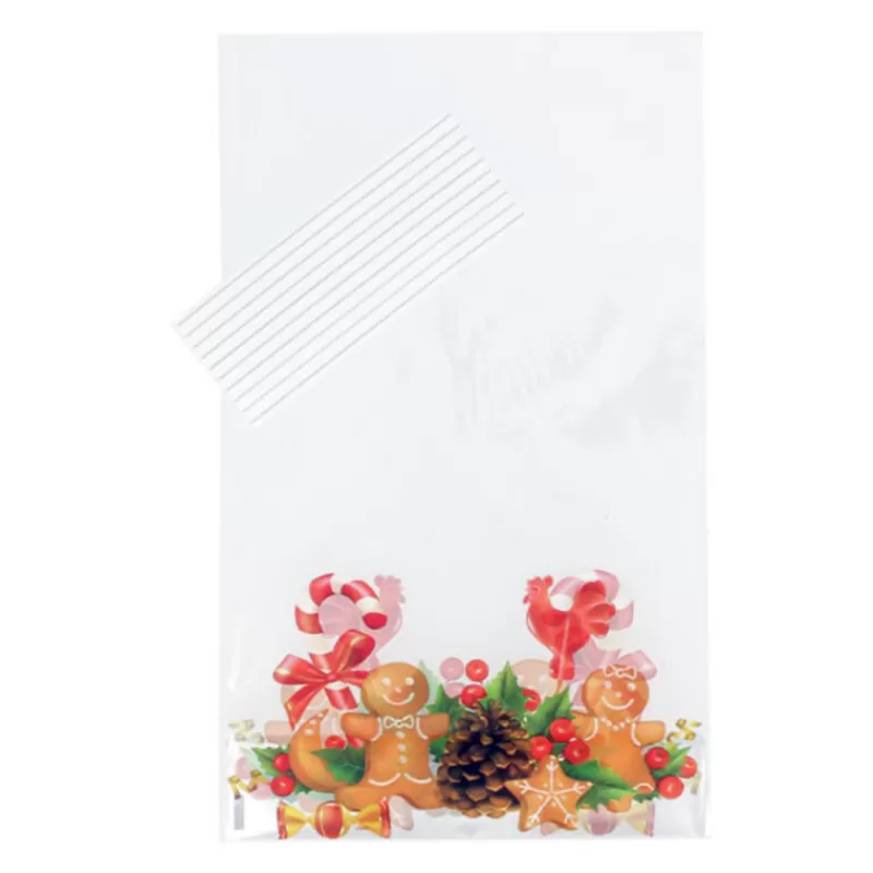 Cerf Dellier Sachets Bonbons Biscuits + Liens 14 X 23 Cm (X10) New