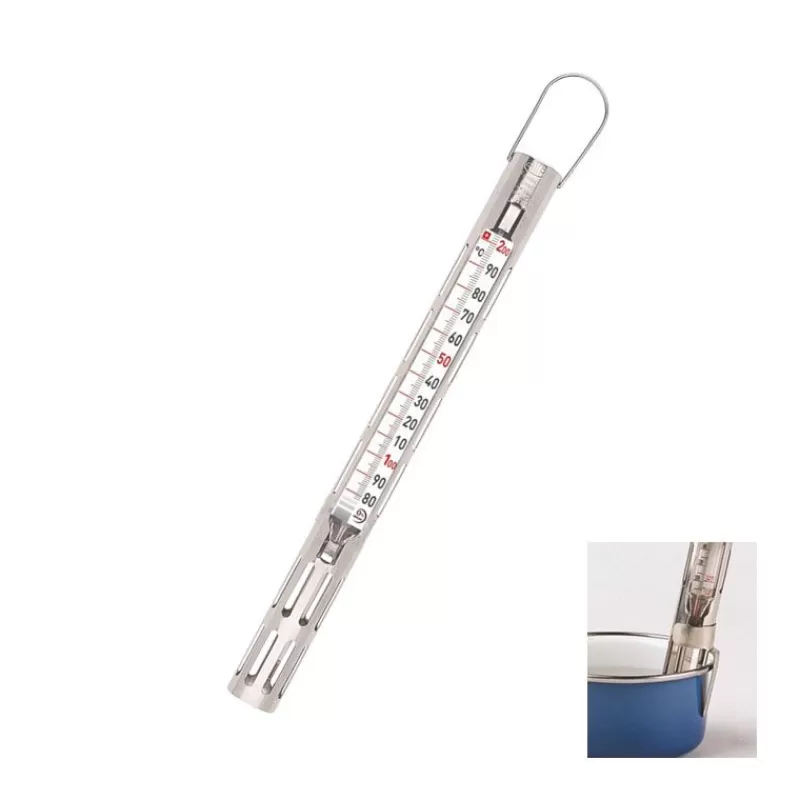 Cerf Dellier Thermomètre Confiseur Gaine Inox +80 +200C Avec Crochet Cheap